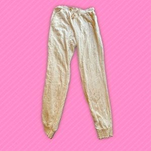 Cream Textured Smocked Waist Jogger